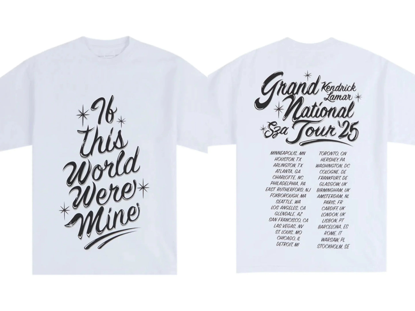 SZA Kendrick Lamar 2025 Global Tour Printed T-Shirt
