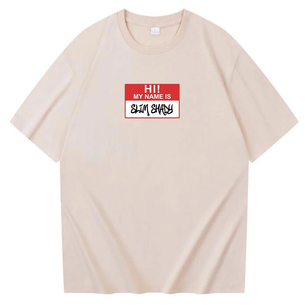 Eminem Hi My Name is Slim Shady T-shirt O-Neck Short Sleeve Shirts