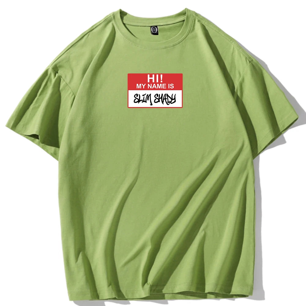 Eminem Hi My Name is Slim Shady T-shirt O-Neck Short Sleeve Shirts