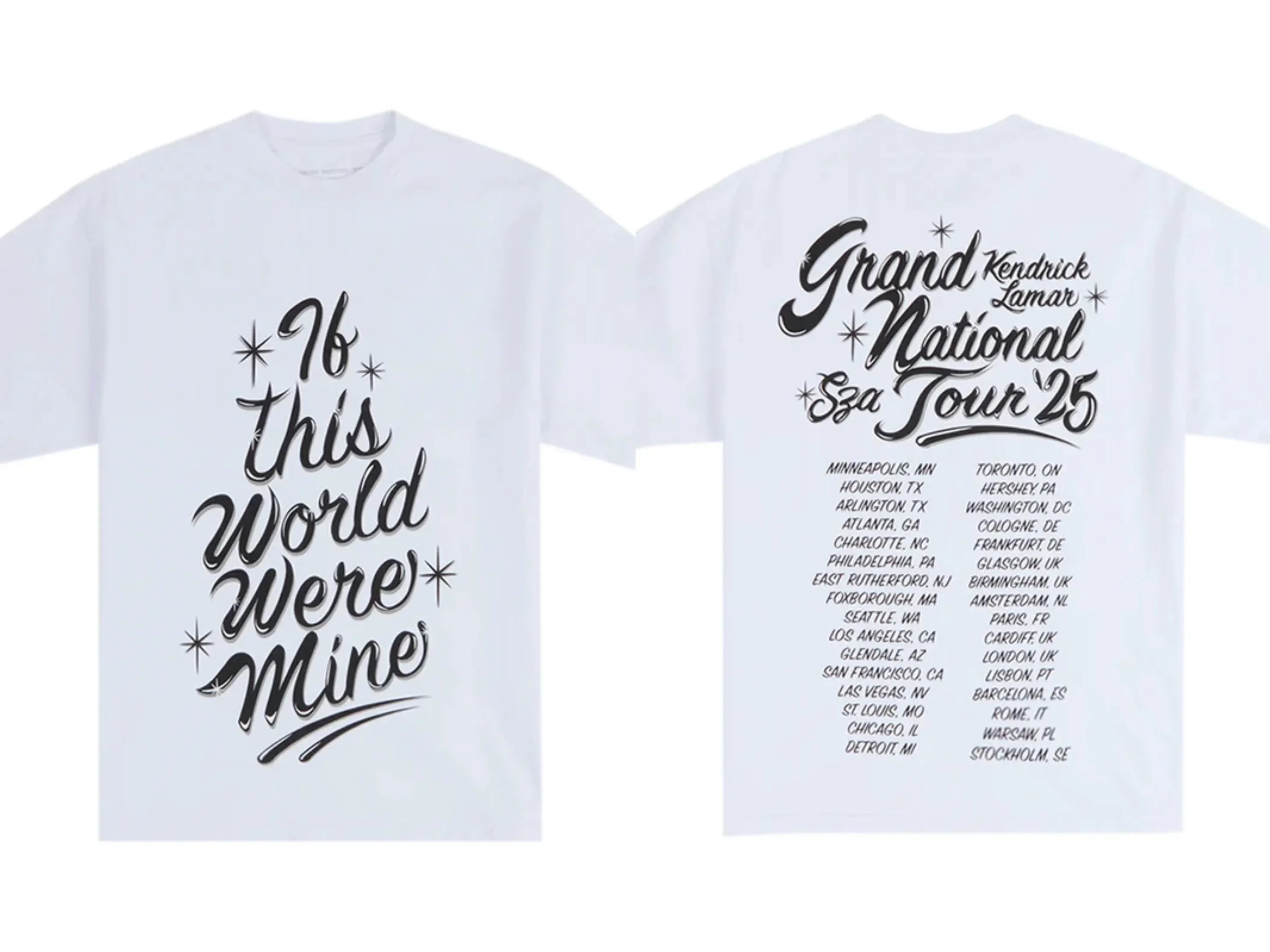 SZA Kendrick Lamar 2025 Global Tour Printed T-Shirt