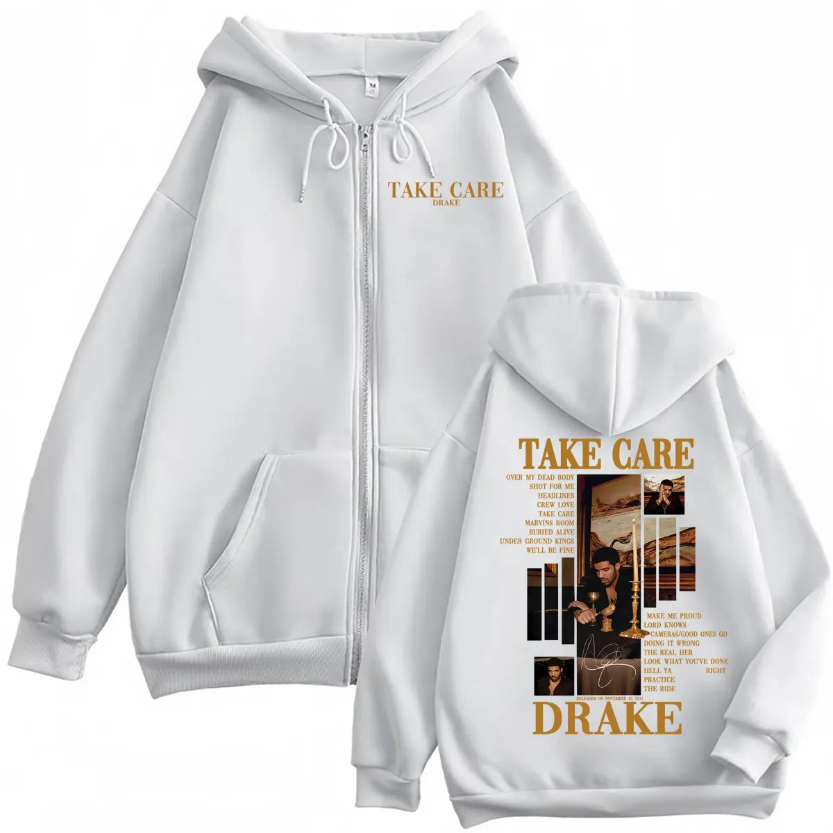 Rapper Drake Take Care Album Merch Zipper Hoodies