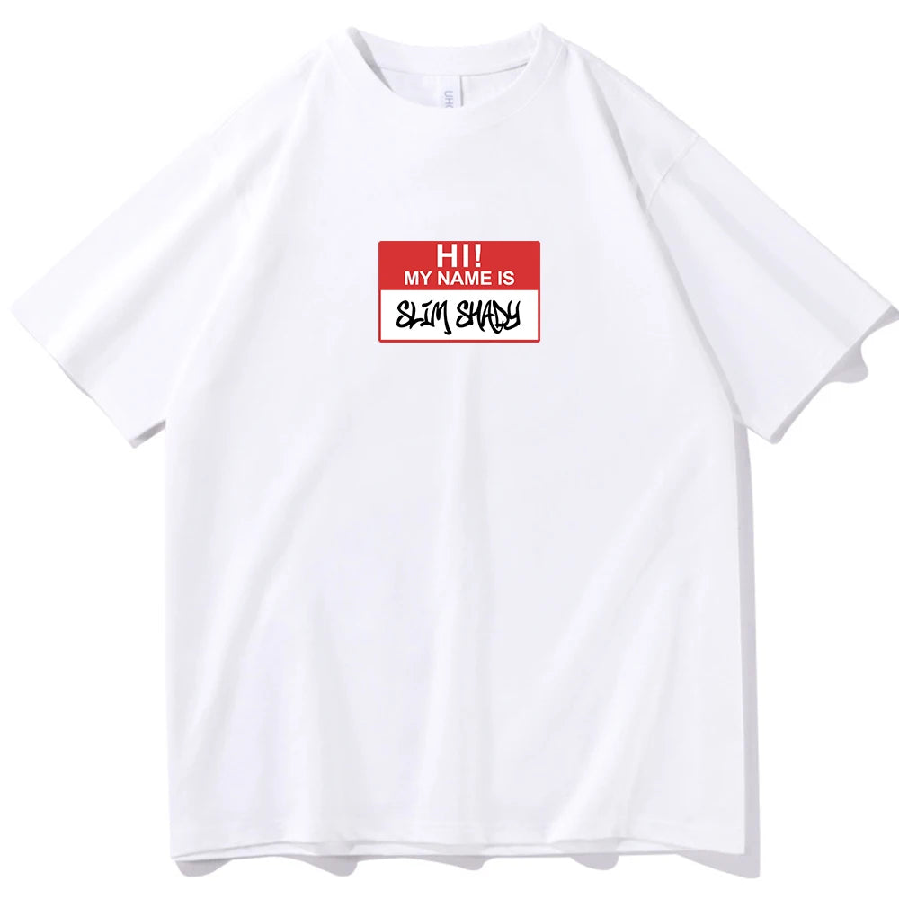 Eminem Hi My Name is Slim Shady T-shirt O-Neck Short Sleeve Shirts
