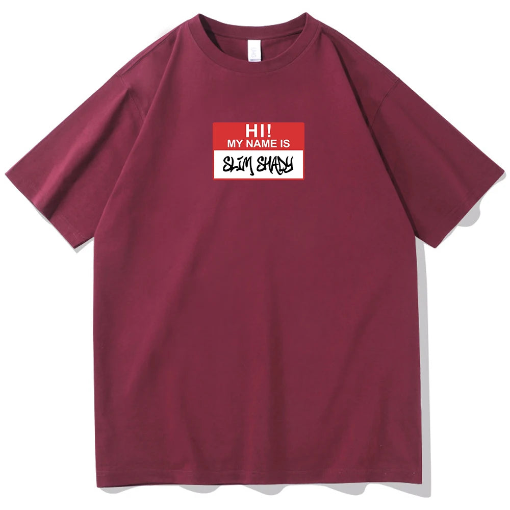 Eminem Hi My Name is Slim Shady T-shirt O-Neck Short Sleeve Shirts