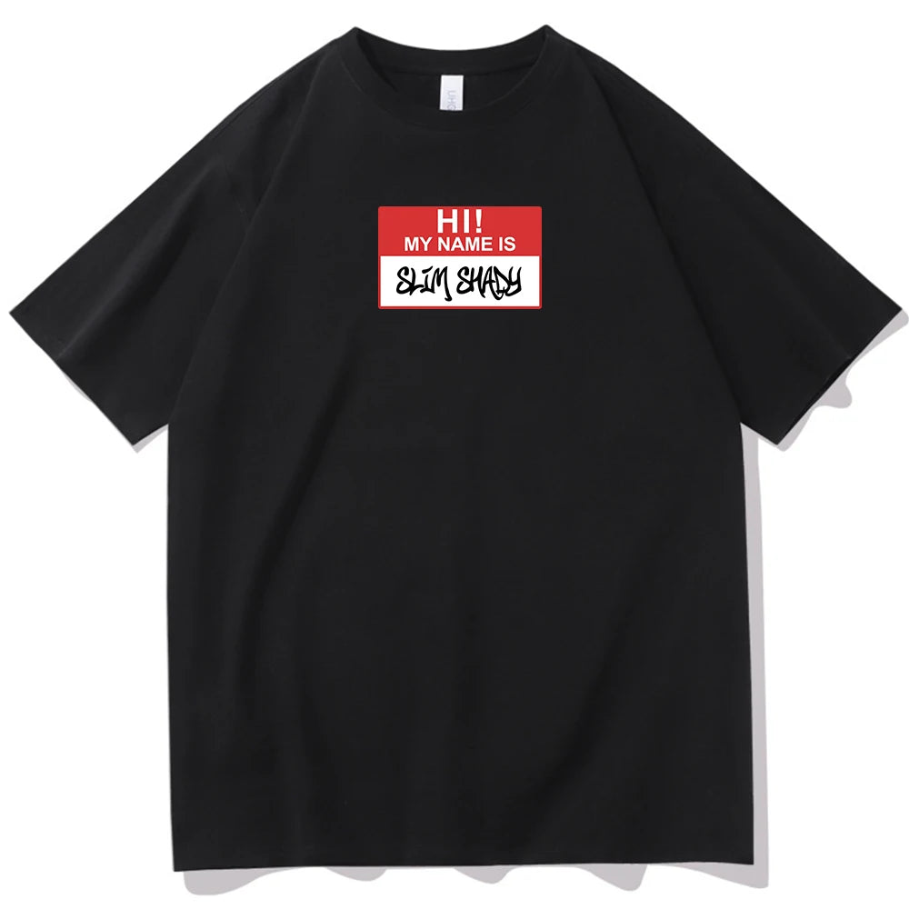Eminem Hi My Name is Slim Shady T-shirt O-Neck Short Sleeve Shirts