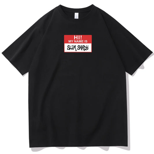 Eminem Hi My Name is Slim Shady T-shirt O-Neck Short Sleeve Shirts