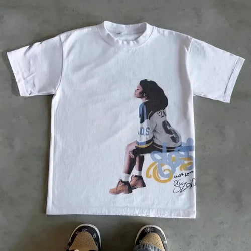 2000s Vintage Casual Girl Sza Print Y2k