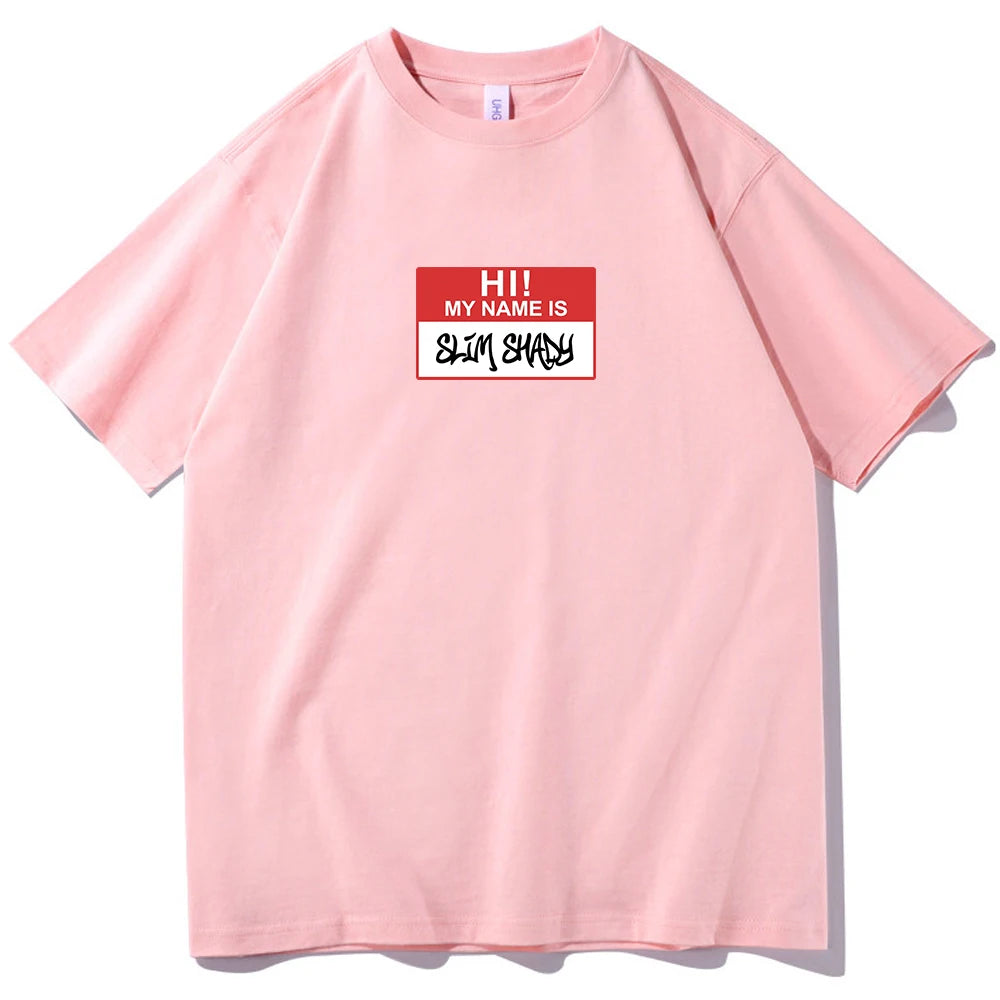 Eminem Hi My Name is Slim Shady T-shirt O-Neck Short Sleeve Shirts