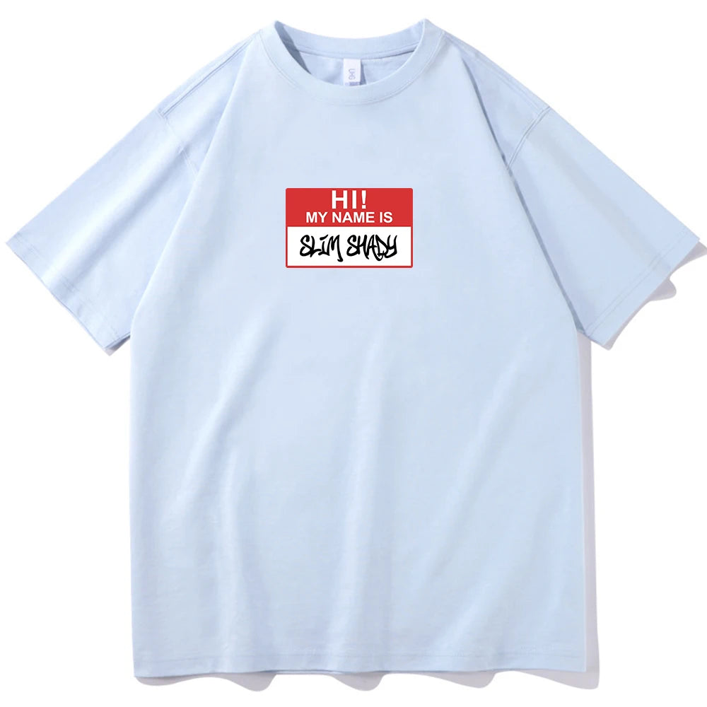 Eminem Hi My Name is Slim Shady T-shirt O-Neck Short Sleeve Shirts