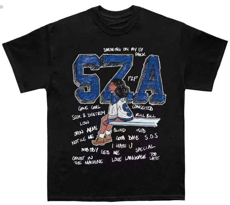 2000s Vintage Casual Girl Sza Print Y2k