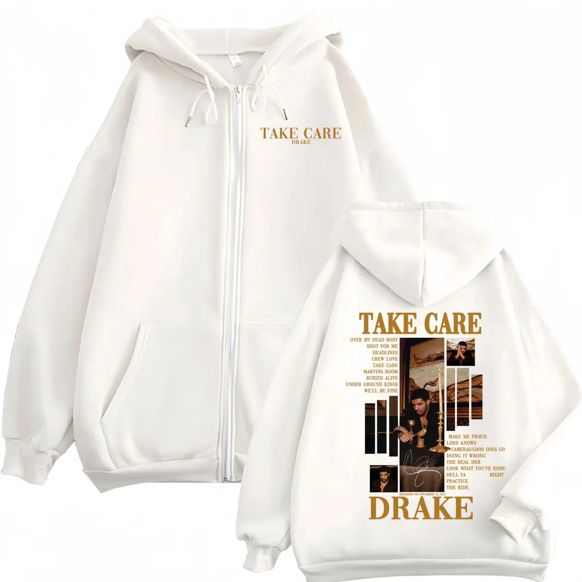 Rapper Drake Take Care Album Merch Zipper Hoodies