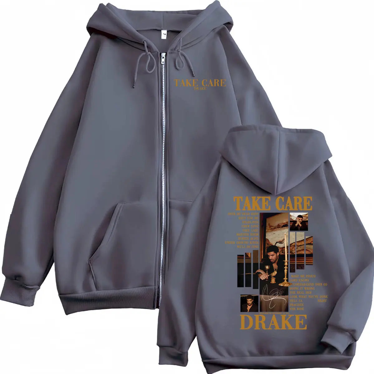 Rapper Drake Take Care Album Merch Zipper Hoodies