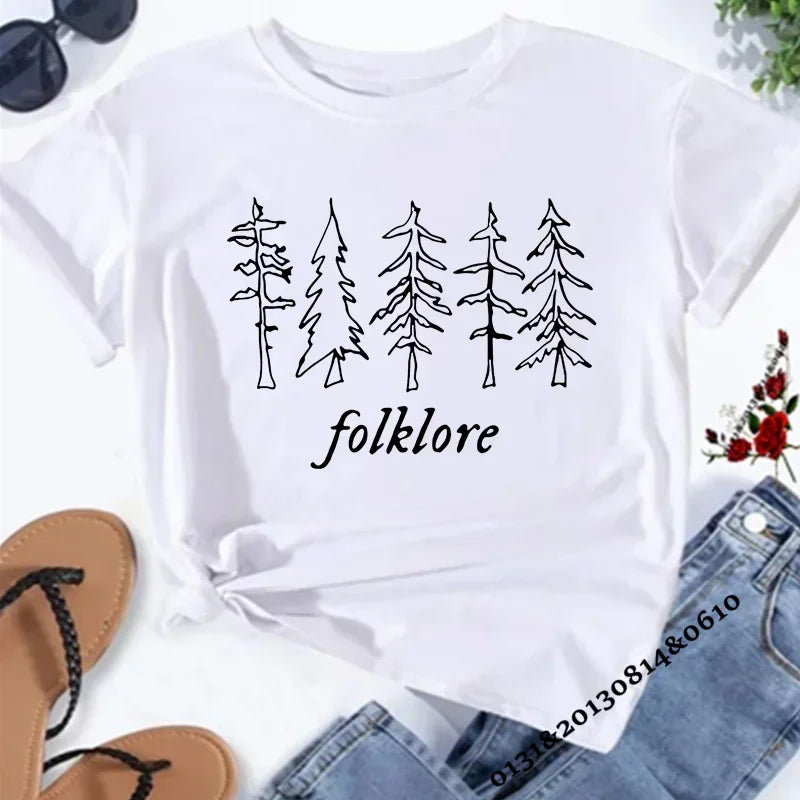 Taylor Music Swift Album Folk Inspired Pattern Folk Shirt Tee Women's Tee Cute Aesthetic Top Tee Gift for Fans