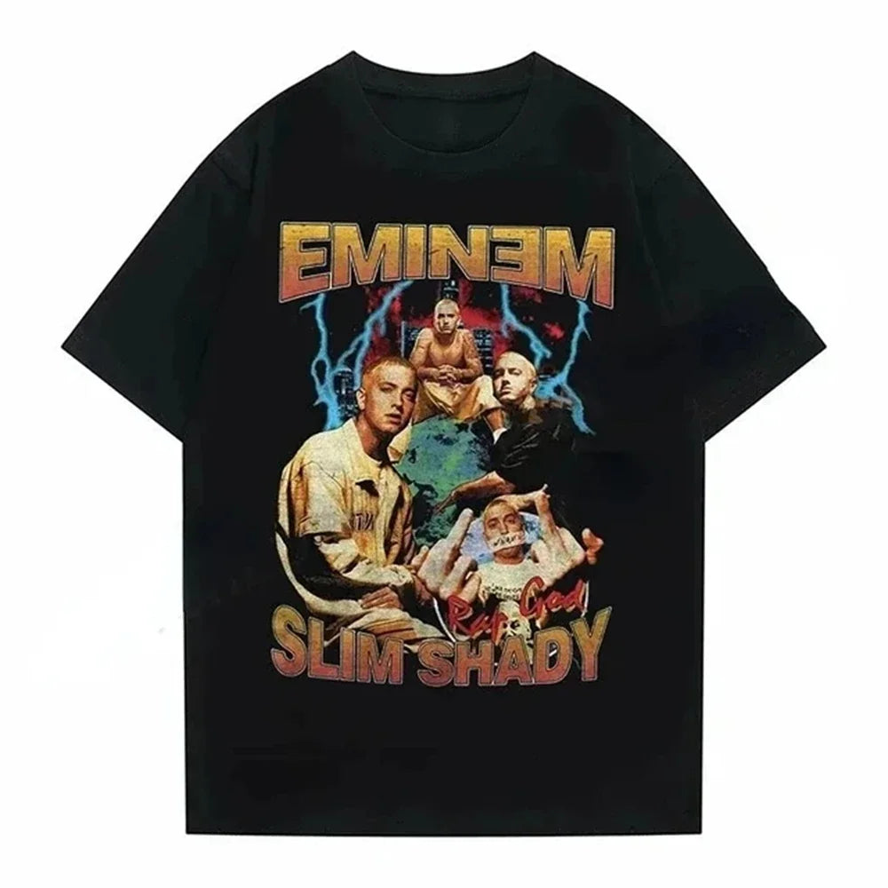 Eminem Short Sleeved Round Neck Y2k Tshirt