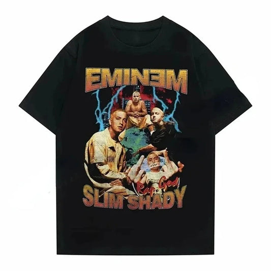 Eminem Short Sleeved Round Neck Y2k Tshirt