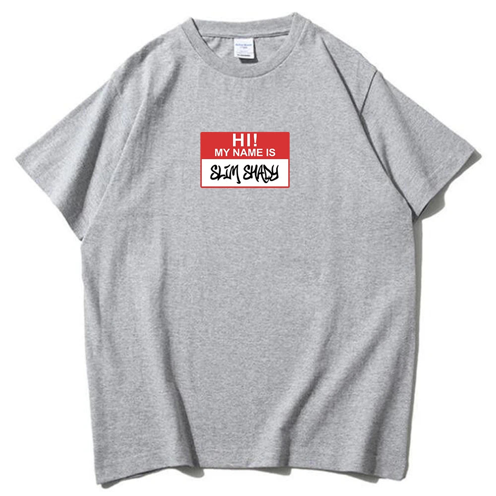 Eminem Hi My Name is Slim Shady T-shirt O-Neck Short Sleeve Shirts