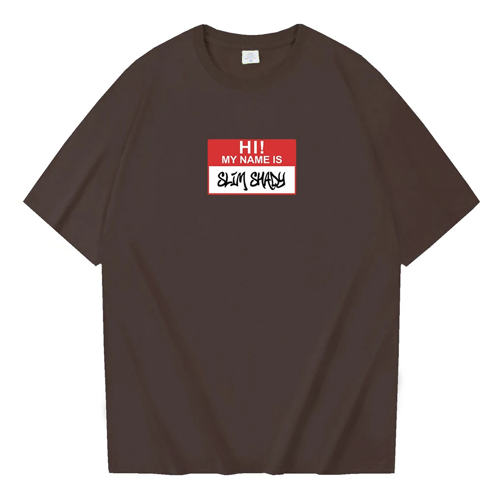 Eminem Hi My Name is Slim Shady T-shirt O-Neck Short Sleeve Shirts