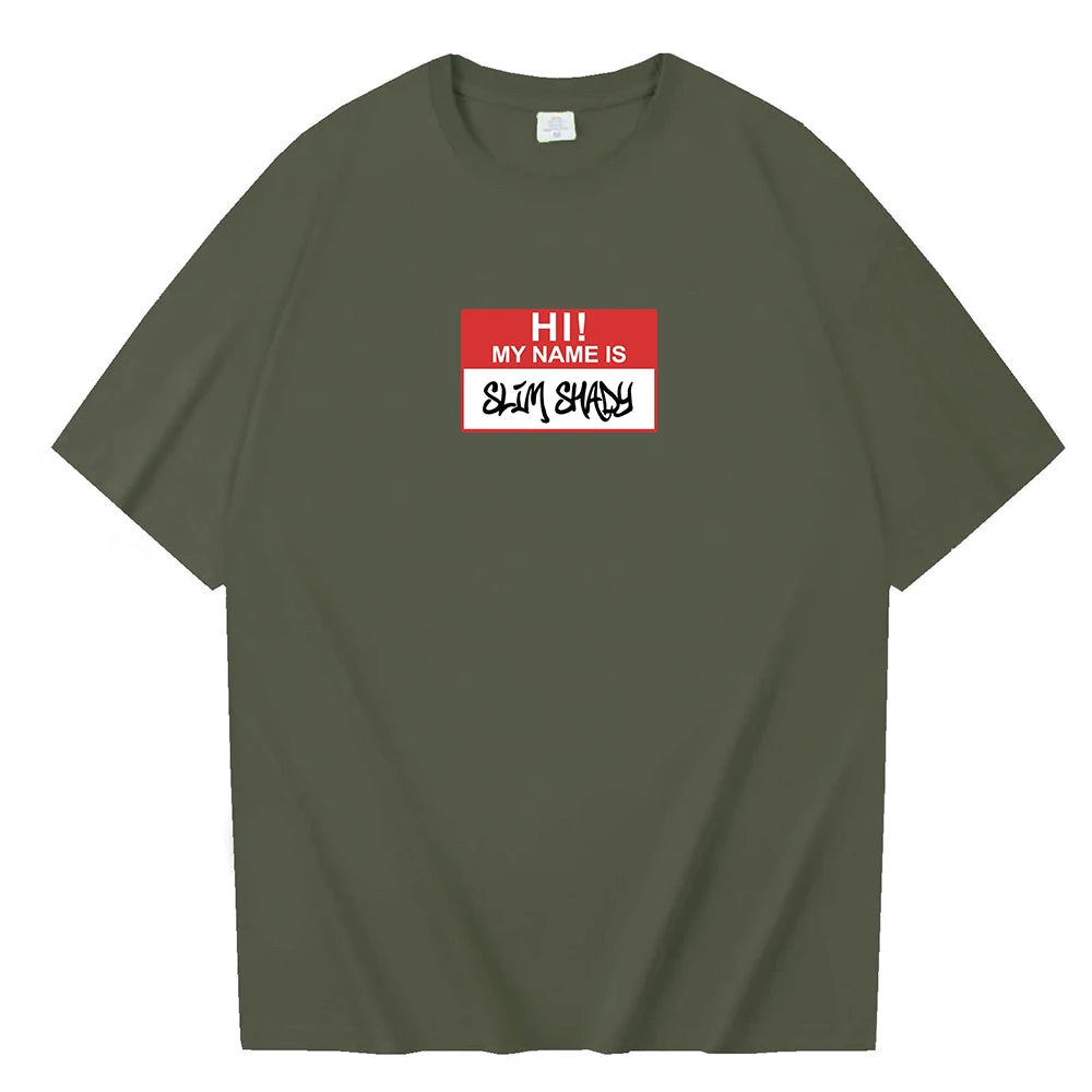 Eminem Hi My Name is Slim Shady T-shirt O-Neck Short Sleeve Shirts