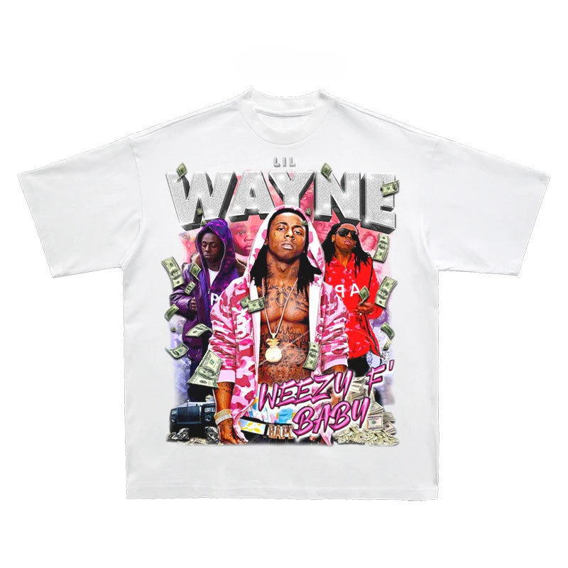 Lil Wayne Vintage Vintage Portrait Short Sleeve T-shirt Y2k